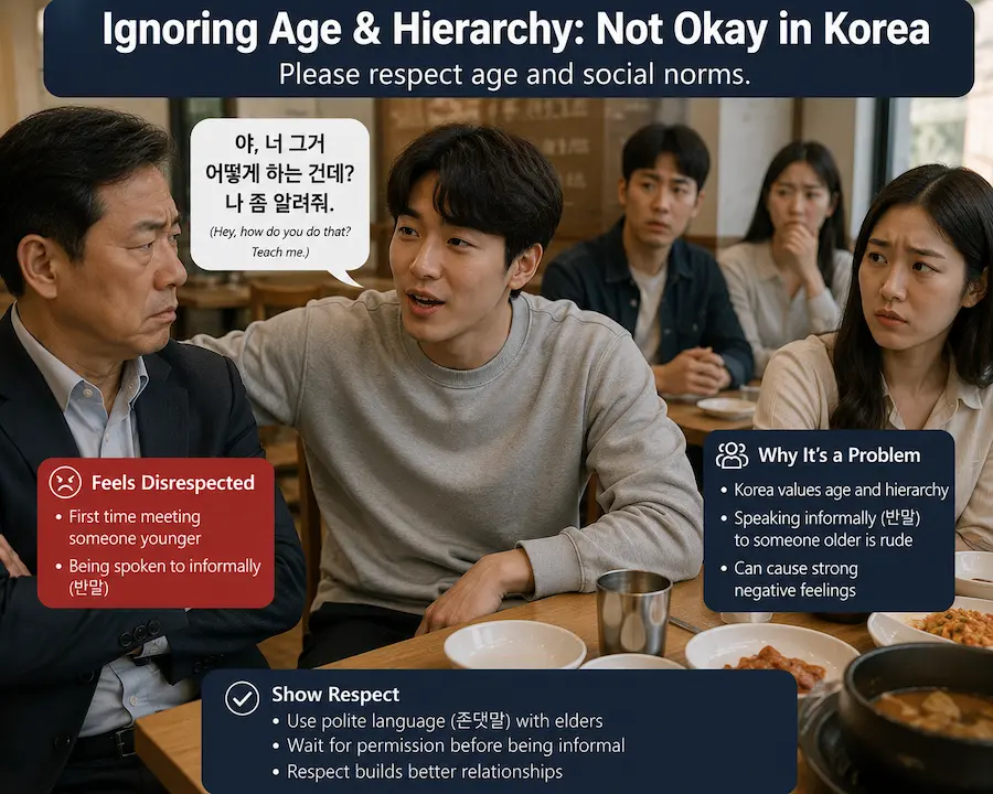 Using informal Korean language to an older stranger and causing an uncomfortable situation