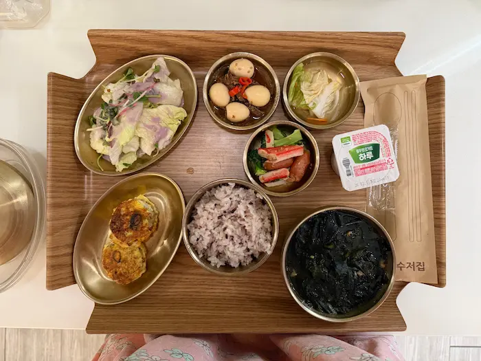 Daily breakfast meal served at a Korean Postpartum Care Center