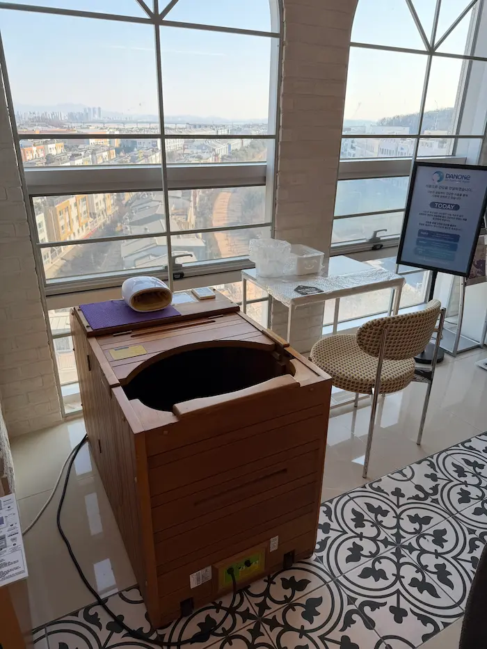 Traditional postpartum recovery sitz bath facility inside a Korean Postpartum Care Center