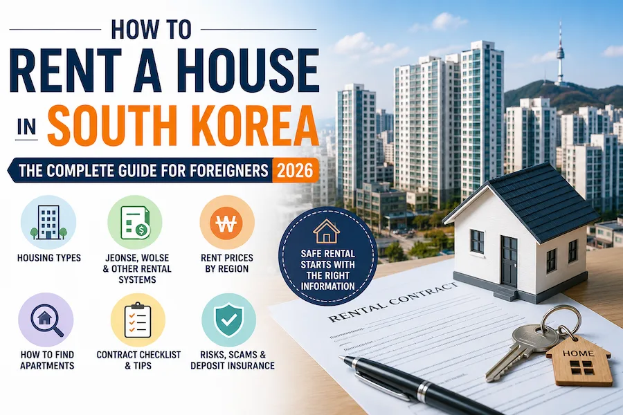 How to rent a house in South Korea including housing types, Jeonse, Wolse, rent prices, contracts, and apartment rental tips for foreigners