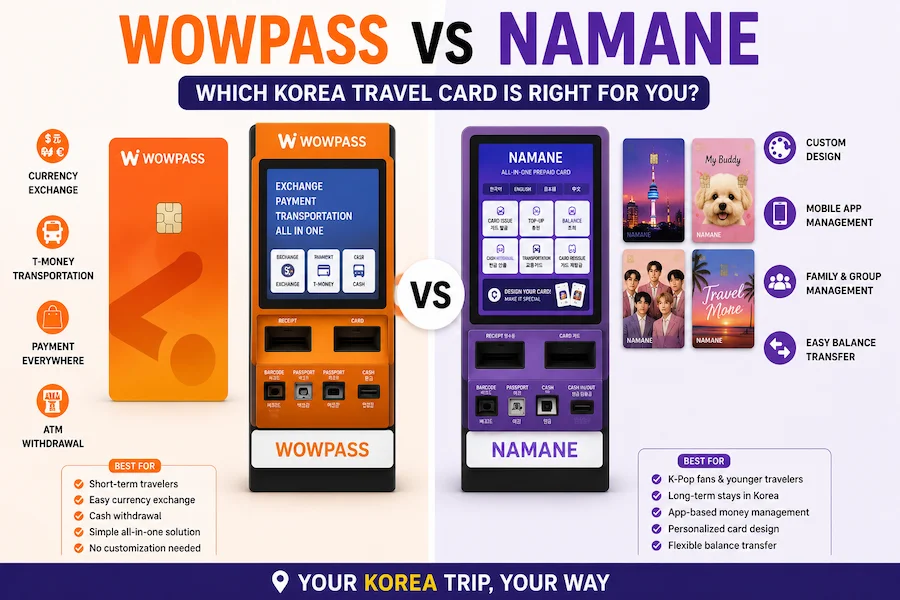 WOWPASS vs NAMANE Card comparison guide for travelers visiting South Korea