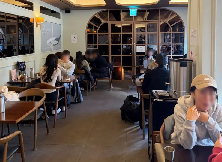Dining area inside Myeon Seoul restaurant