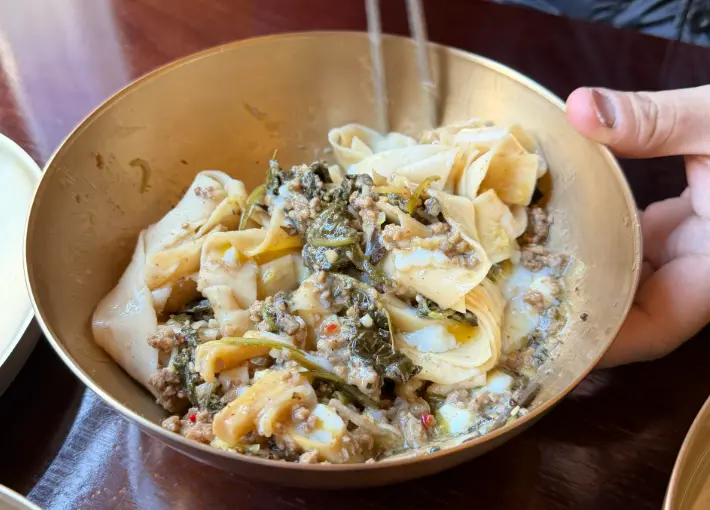 Fully mixed handmade noodles at Myeon Seoul