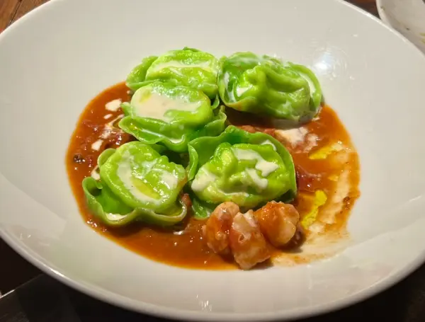 Shrimp ravioli served at Osteria Orzo in Seoul