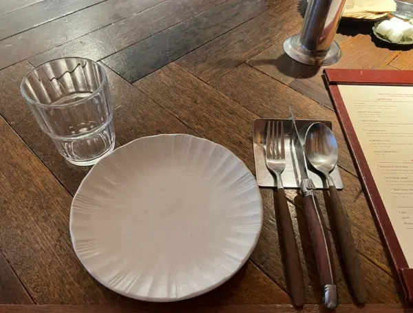 Table setting at Osteria Orzo Italian restaurant in Seoul
