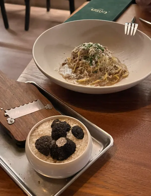 Fresh truffle being prepared for the truffle ragu pasta at Osteria Orzo in Seoul