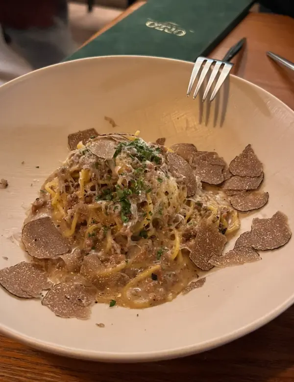Truffle ragu pasta served at Osteria Orzo in Seoul